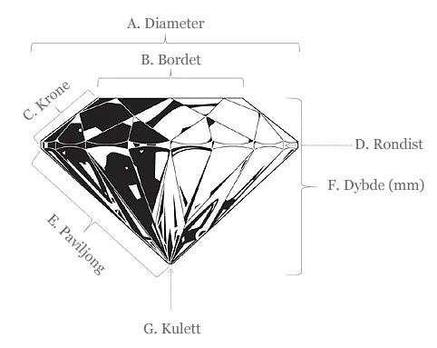 Illustrasjon av diamantens anatomi